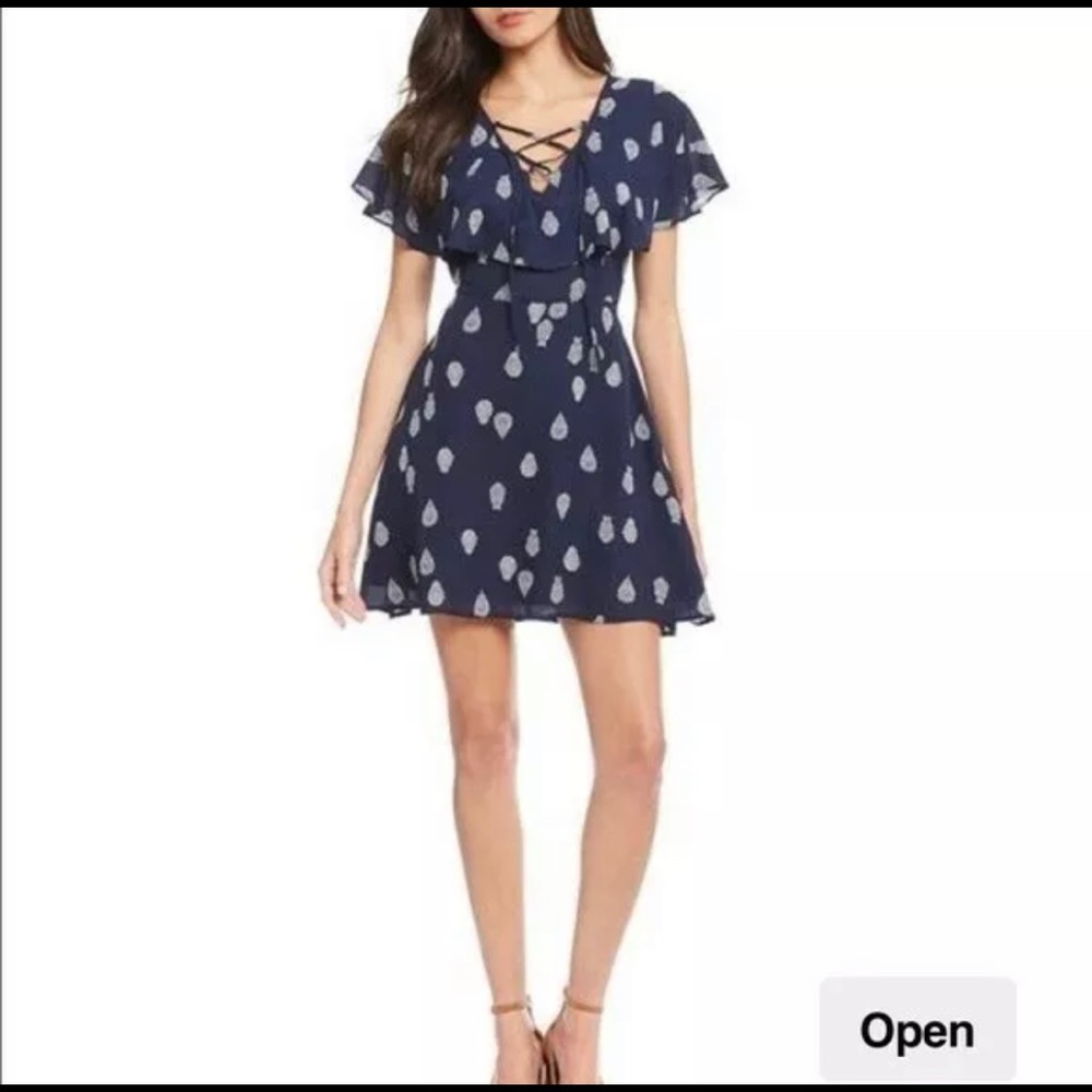 Anthropologie | Blue Velina Paisley Flutter Cocktail dress